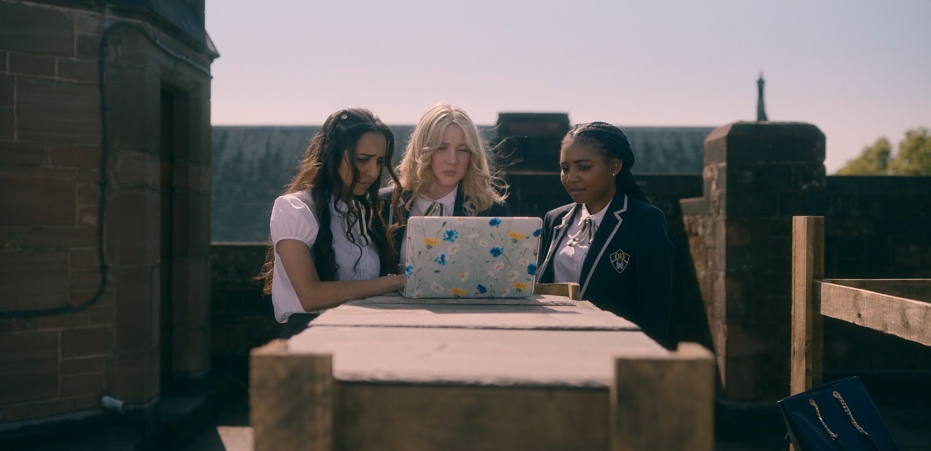  Rebel Cheer Squad (L-R) Rumi (ASHLING OSHEA), Grace (AMELIA BROOKS), Clara (LASHAY ANDERSON) - (C) BBC - Photographer: -screen grab-